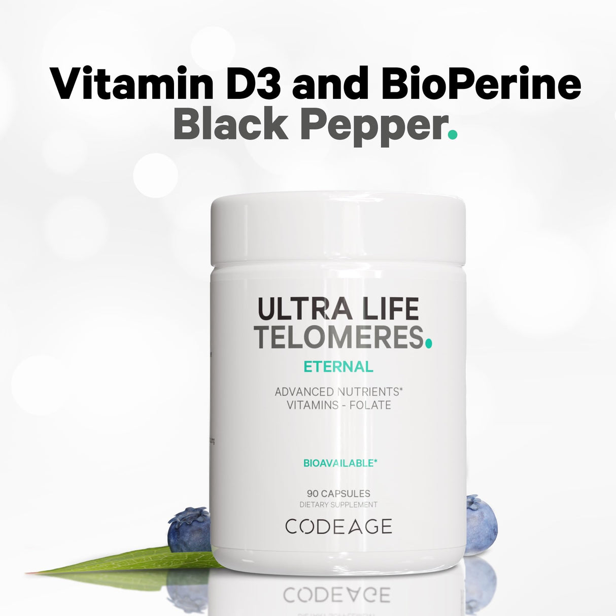 Codeage Ultra Life Telomeres Supplement - 5 MTHF Folate Vitamin B9, Vitamin B12 Methylcobalamin, Vitamin D3, L-Theanine, Ashwagandha - 3-Month Supply - DNA, Methylation Cycle - Non-GMO - 90 Capsules