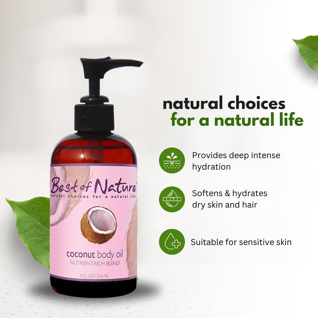 Best of Nature 100% Pure Fractionated Coconut Oil - Liquid MCT Massage & Body Oil, Unscented Moisturizer for Hair, Skin, Face, Aromatherapy Carrier for Essential Oils, Gallon (128 fl oz)
