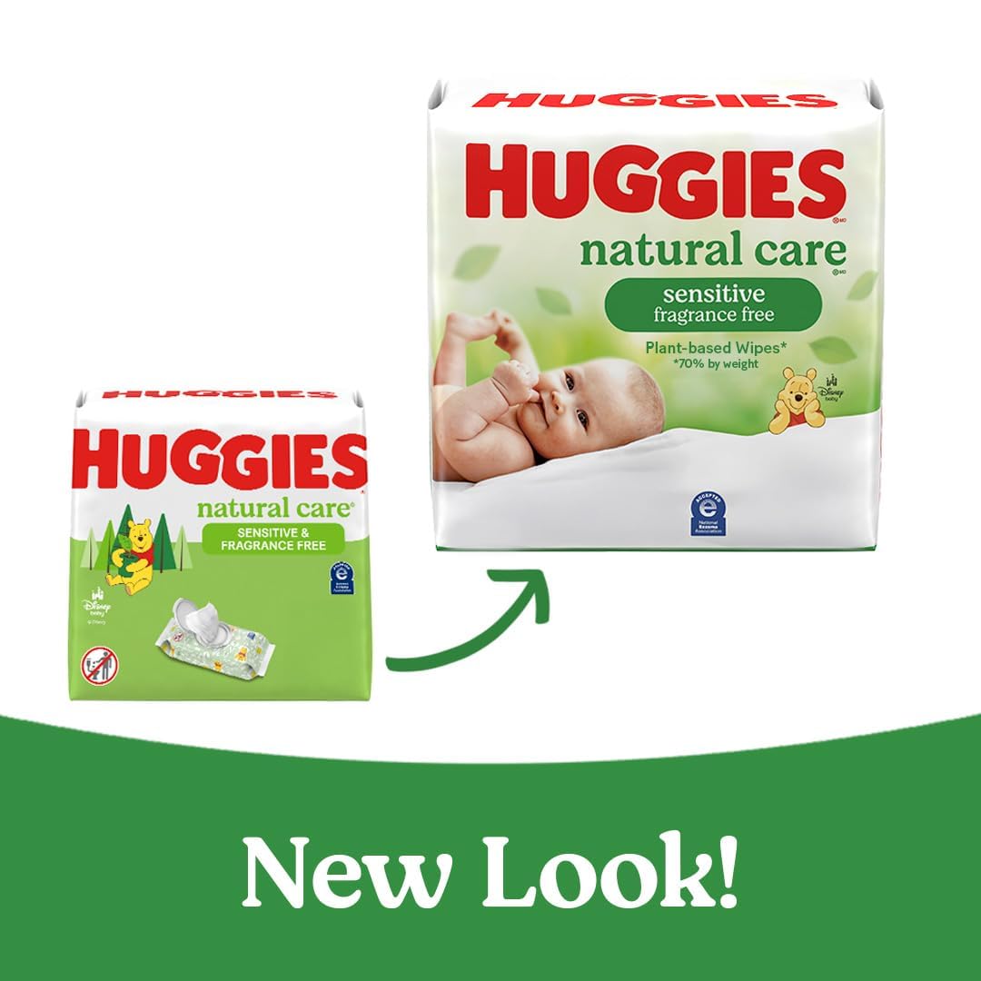 Huggies Natural Care Sensitive Baby Wipes, Unscented, Hypoallergenic, 99% Purified Water, 15 Flip-Top Packs (960 Wipes Total)