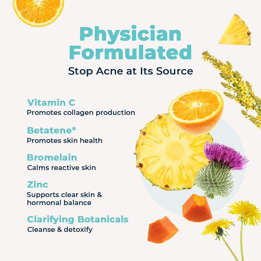 VitaMedica Clear Skin Vitamin Formula | Noncystic Acne Supplement for Skin Clearing | Breakout Treatment for Women and Men | Vitamins A, C, E, Selenium, Chromium, and Zinc for Skin Health | 2 Pack