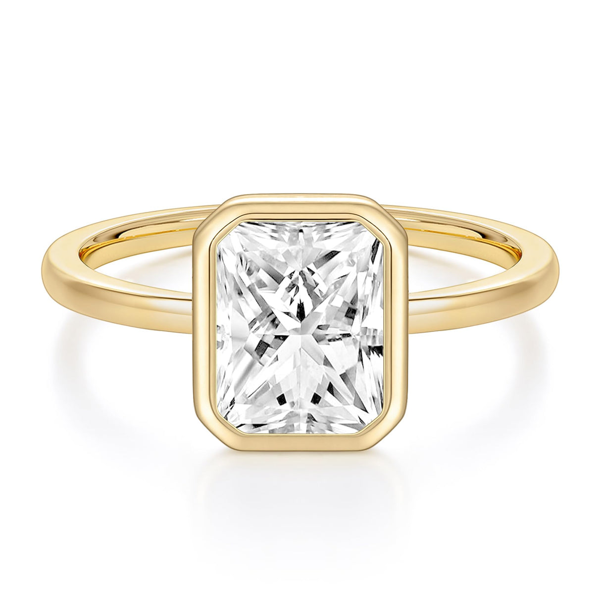 EAMTI 3CT Engagement Rings for Women Radiant Cut CZ Solitaire Promise Wedding Bands Travel Bezel Ring 14K Gold Plated Size 7.5