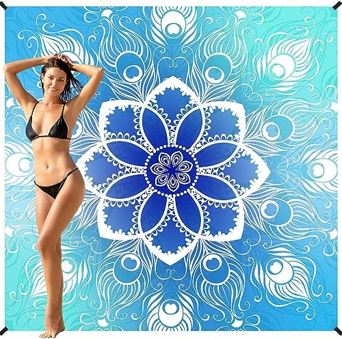BYDOLL Beach Blanket 78''X81'' 4-7 Adults Oversized Lightweight Waterproof Sandproof Blanket for Beach Large Picnic Mat Travel Camping