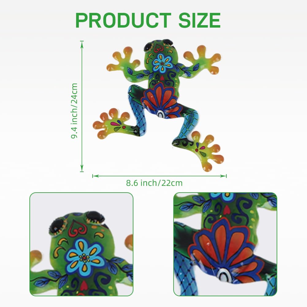 dreamskip 3 Pcs Metal Frog Decor Outdoor Wall Art Mexican Metal Frog Hanging Wall Sculpture Outside Garden Fence Patio Home Yard Art Decoration Gifts for Adults