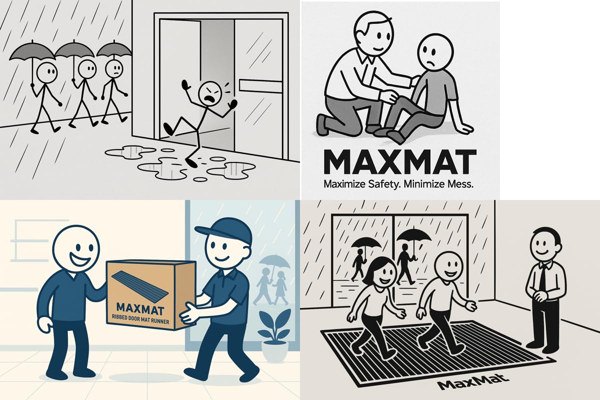 MaxMat® Extra Large Commercial Floor Mat, 3 x 5 Feet Heavy Duty Made in USA Commercial Door Mat, Waterproof, Low-Profile, Easy to Clean, Rubber Backing Entry Mudroom Rug (Charcoal Grey)
