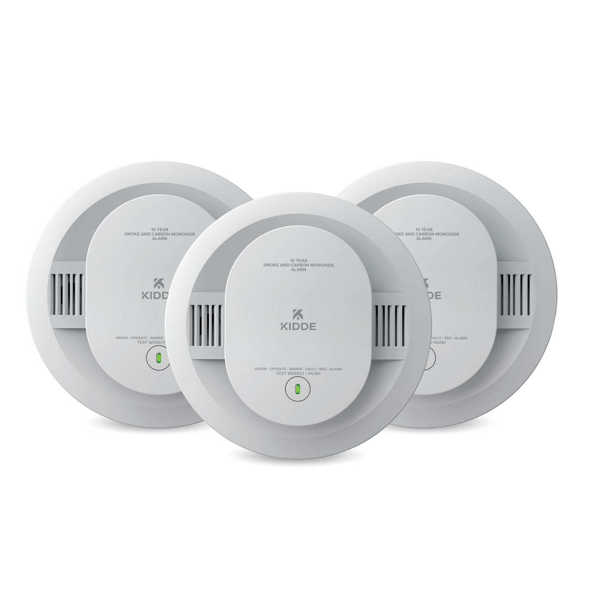 Kidde Smoke & Carbon Monoxide Detector for Home, 10-Year Battery Powered, Voice Alerts, 3-Pack