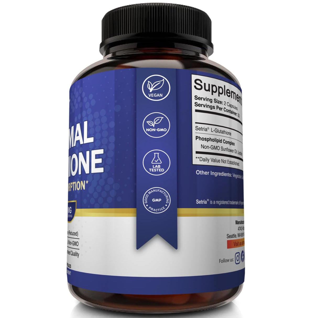 NutriFlair Liposomal Glutathione Supplement 700mg – Setria® Reduced L-Glutathione, 60 Capsules