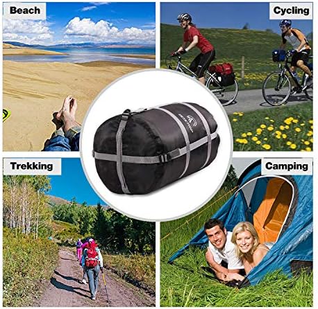REDCAMP Sleeping Bag Stuff Sack, Black M, L, XL and XXL Compression Sack, Great for Backpacking and Camping
