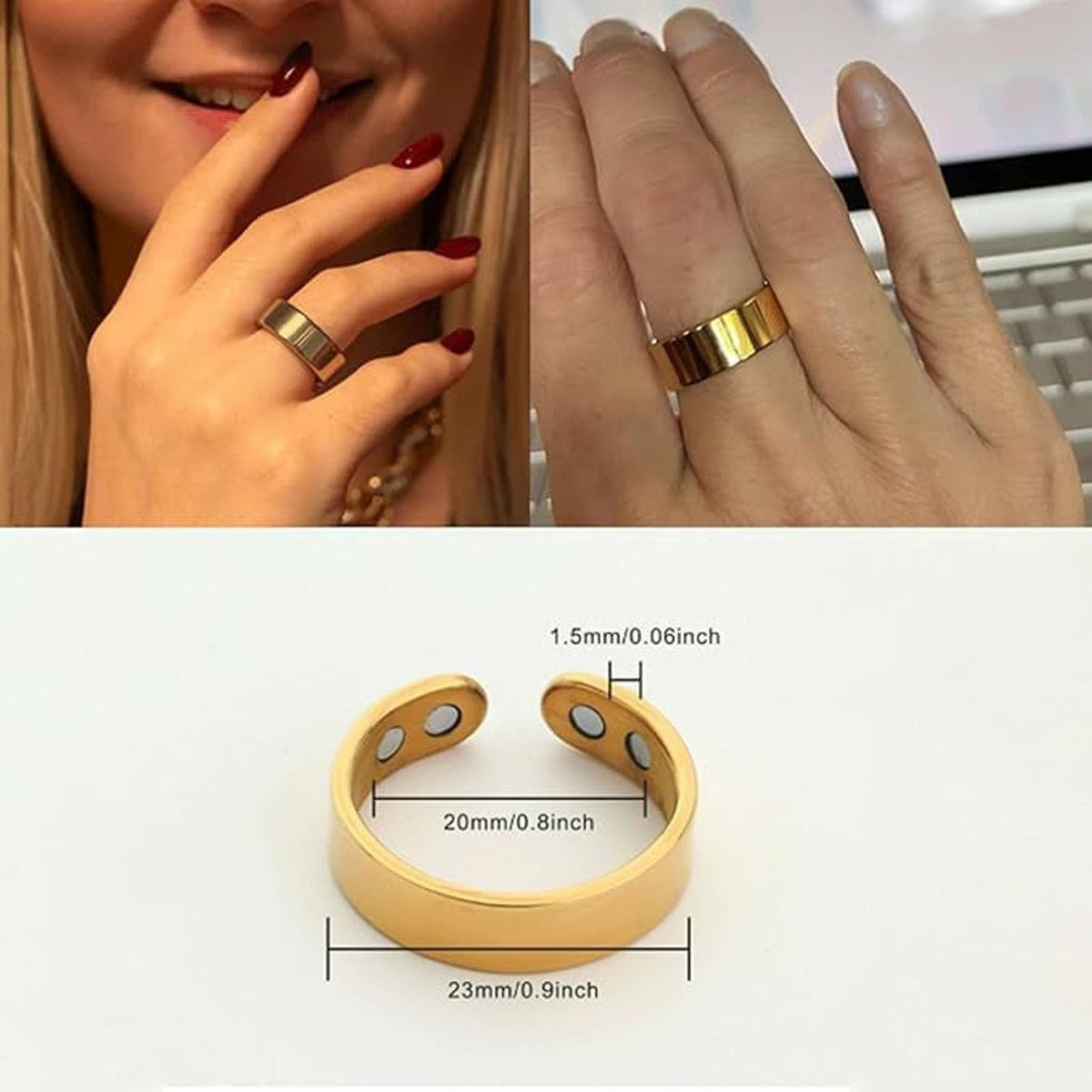 ZCVFA Vayro Ring, Original Mgntc Wellness Ring for Women and Men Stainless Steel Open Lightweight and Water-Resistant Rings(Gold&Silver&Rose Gold&Black)