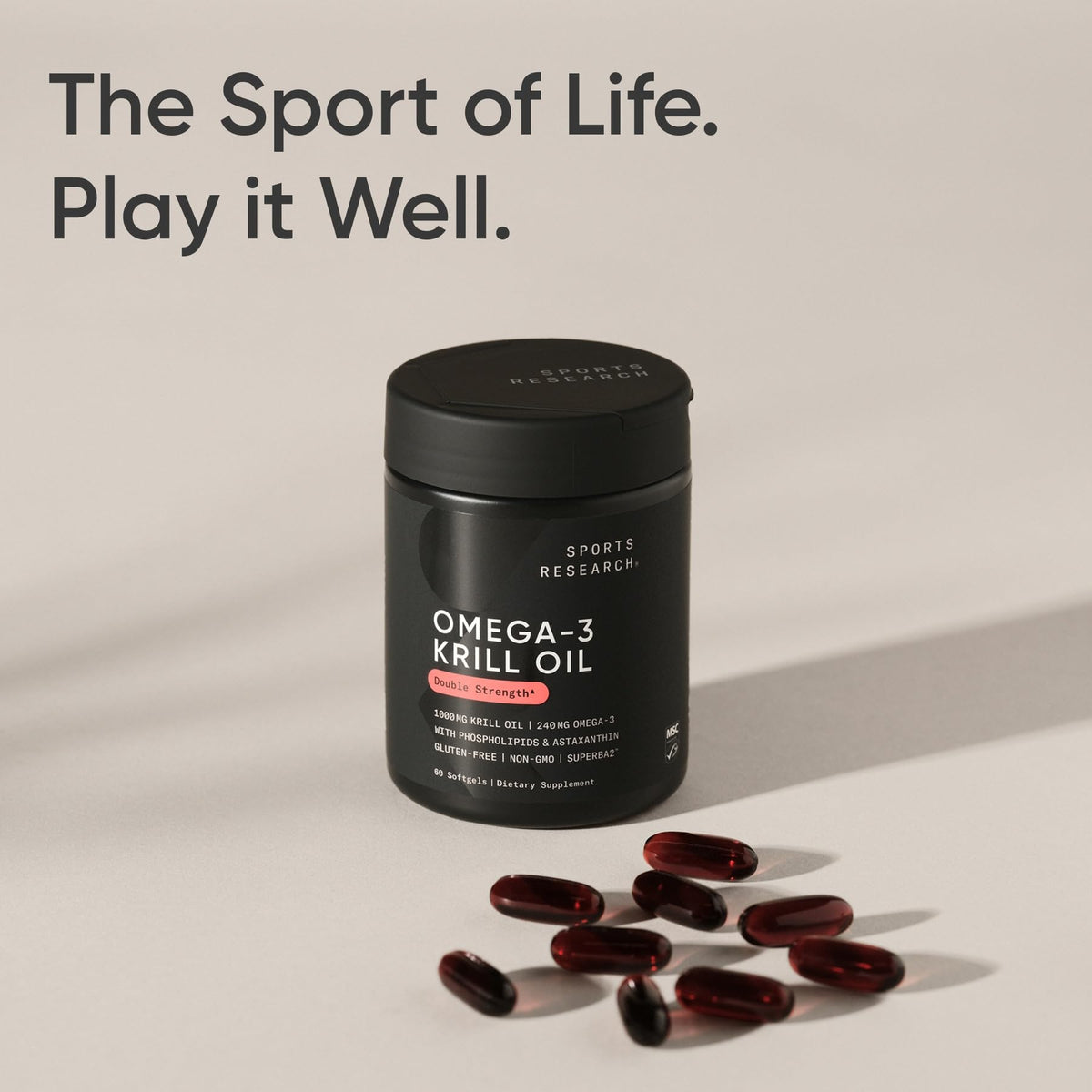 Sports Research® Antarctic Omega-3 Krill Oil 1000mg, 60 Softgels