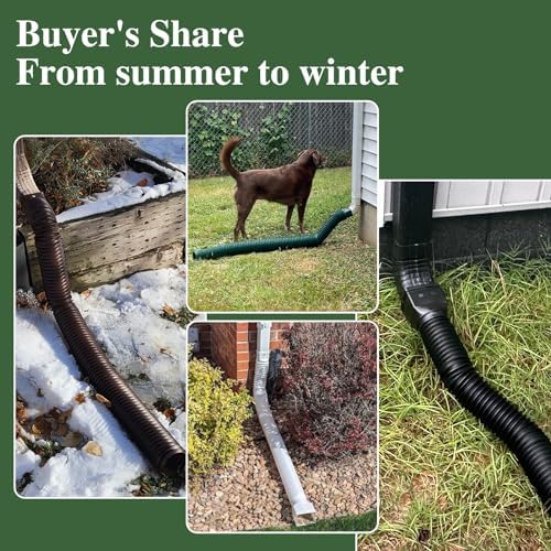 1 Pack Flexible Gutter Downspout Extensions Extendable from 21" to 67", Downspout Extender Comes with Adapters, Thickened Down spout Drain Extension for Rainwater Drainage(Green)