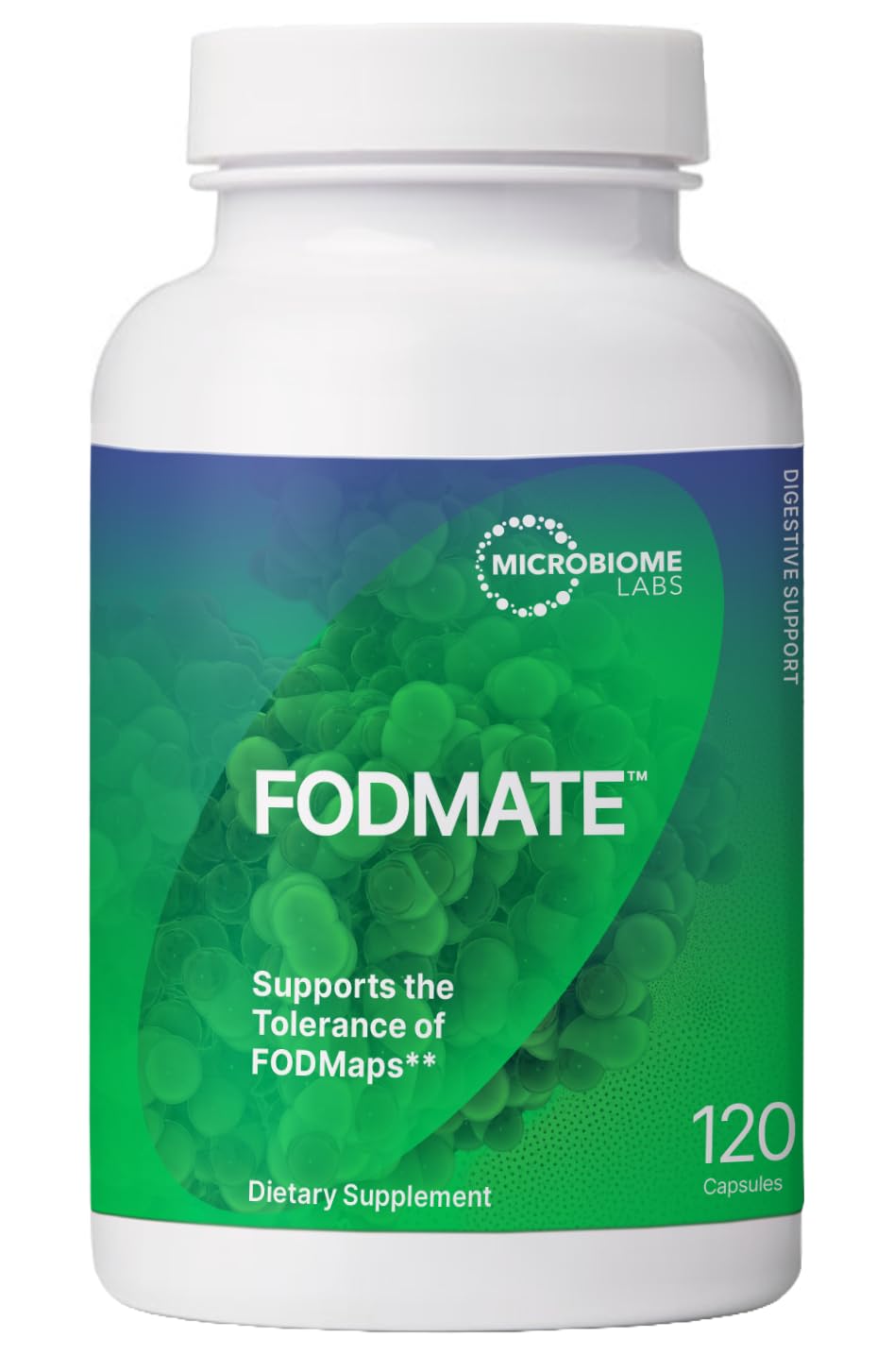 Microbiome Labs FODMATE Digestive Enzymes for Women & Men - Digestive Support for Low FODMAP Protocols & Occasional Bloating, Gas & Stomach Relief (120 Capsules)
