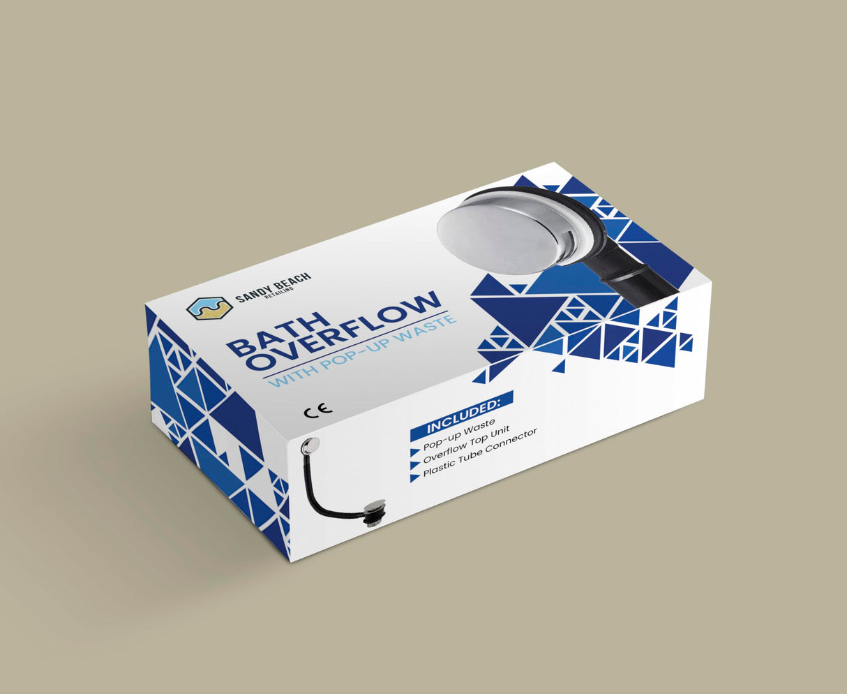 Sandy Beach Black Bath Overflow with Pop-Up Waste - Bath Waste Kit