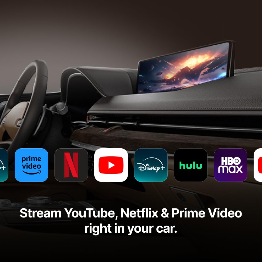 Mstick4 AI Box for Car, Android Auto Wireless Adapter, YouTube Netflix Disney+ Car Stream Device, Google Play Store App, Android 13, Helio G99, Samsung 6GB+128GB, Mstick, Turn Car Display into Tablet
