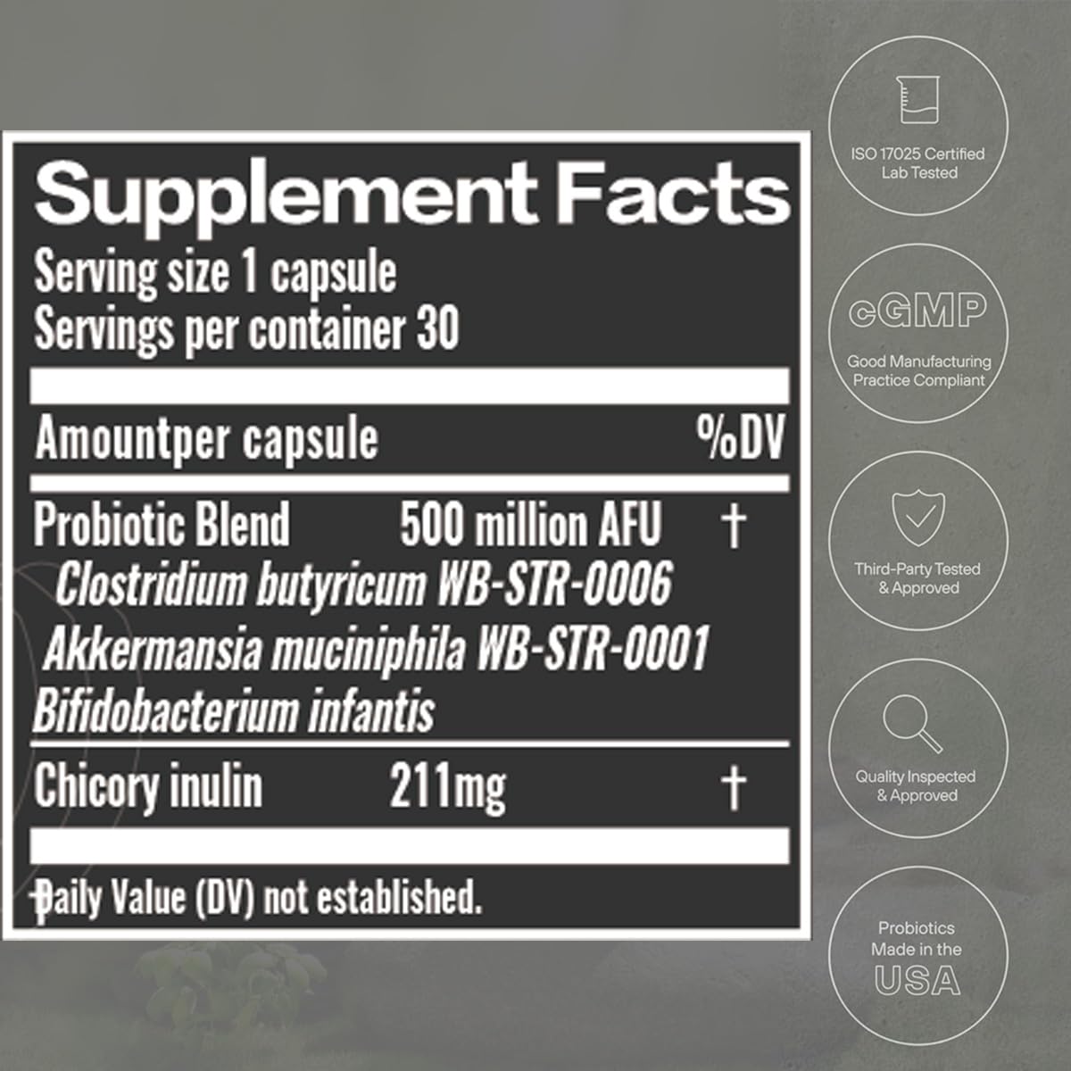 Vjningu GLP-1 Probiotic - 500M AFU Multi-Strain Probiotic + Prebiotic, Naturally Support GLP-1 Production & Curb Appetite, Delayed Release, Third-Party Tested, for Men & Women-30 Capsules (one-pc)