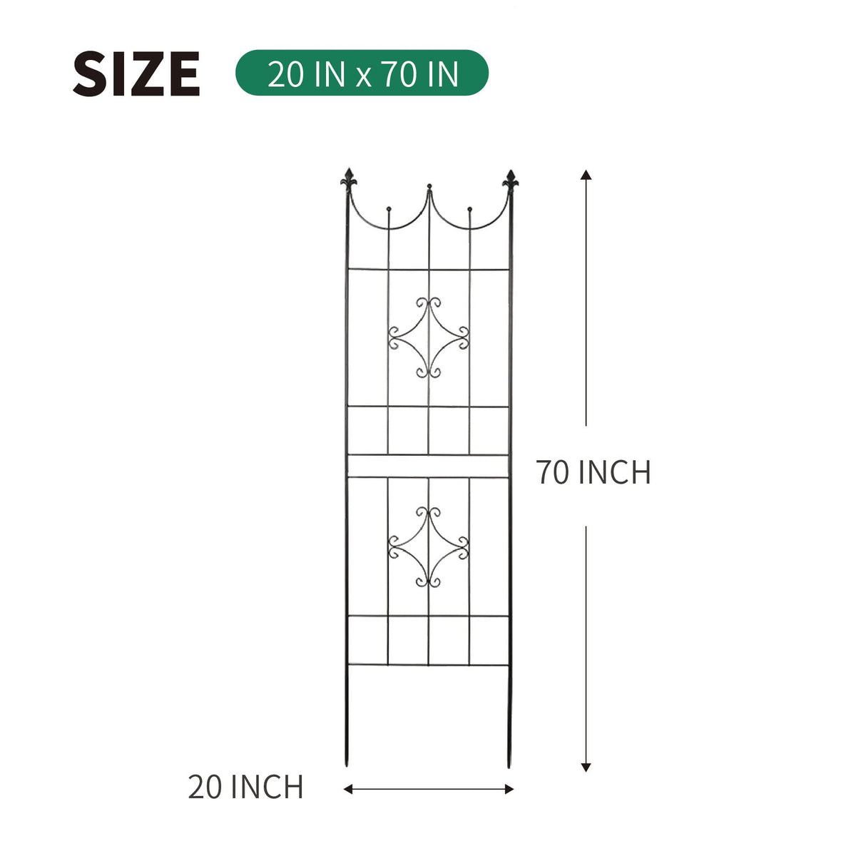 SCENDOR Garden Trellis 70” x 20” for Climbing Plants 6FT Metal Iron Wire Vine Flower Trellises for Outdoor Climbing Plants Support