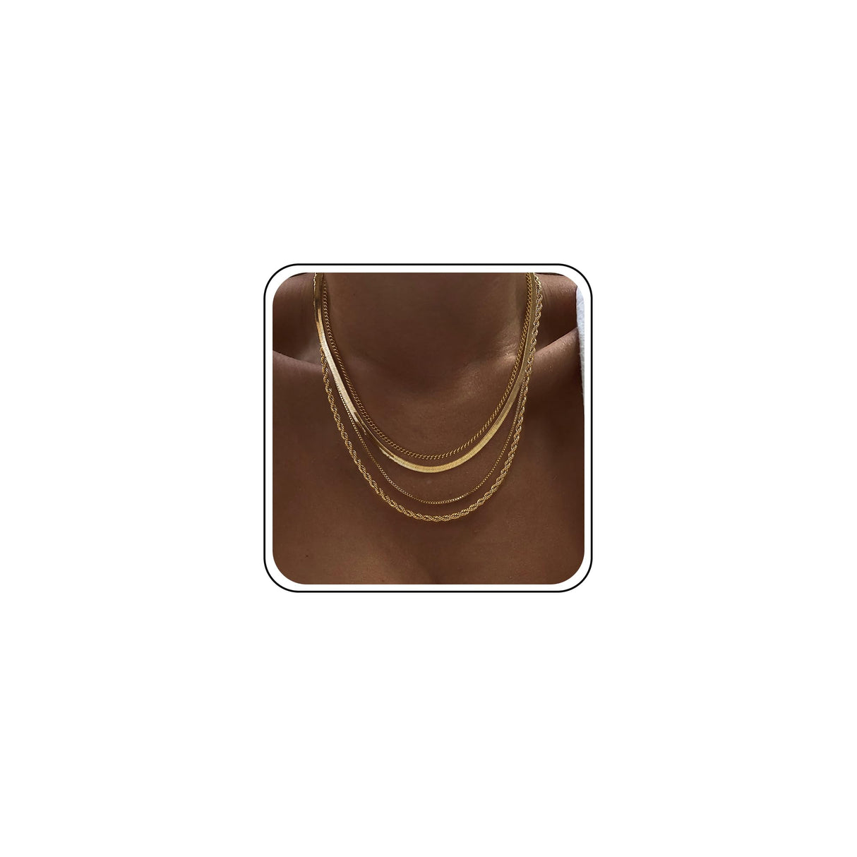 Tewiky Layered Necklaces for Women 14k Gold Plated Chain Necklace Set