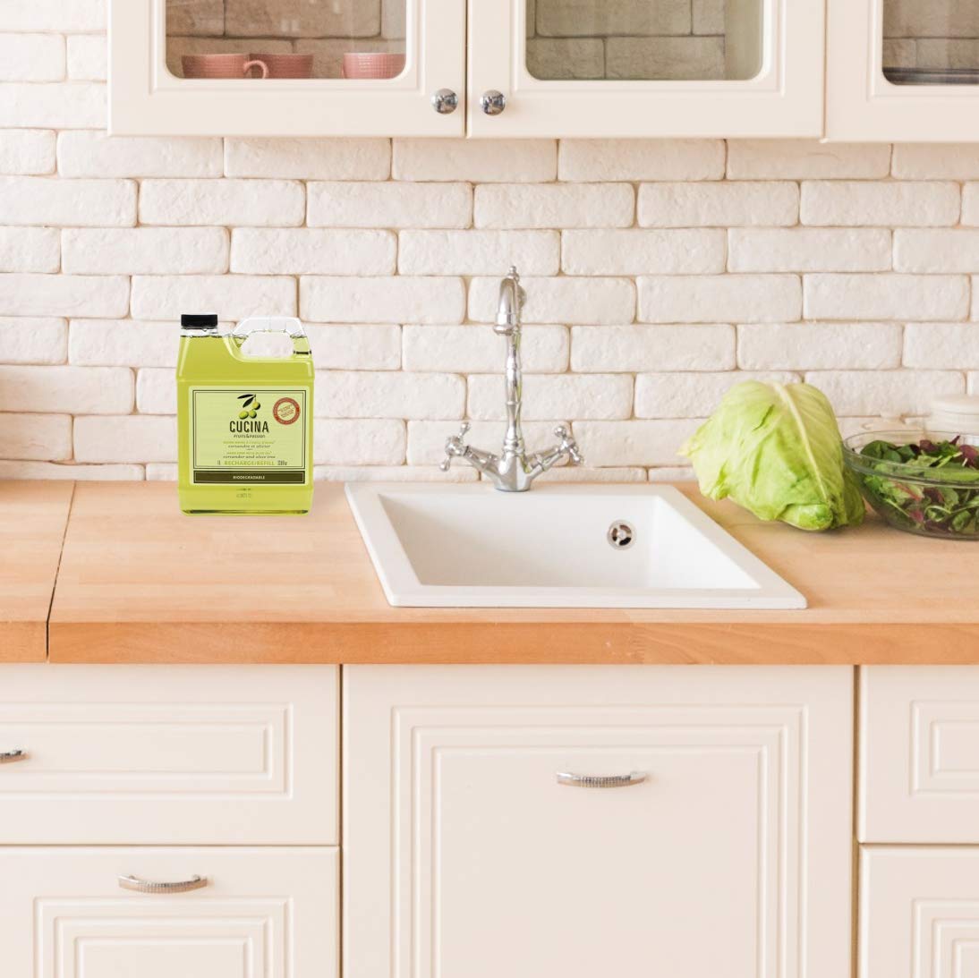 Cucina Purifying Hand Wash Refill, 33.8 Oz Plastic Jug (2, Coriander and Olive Tree)