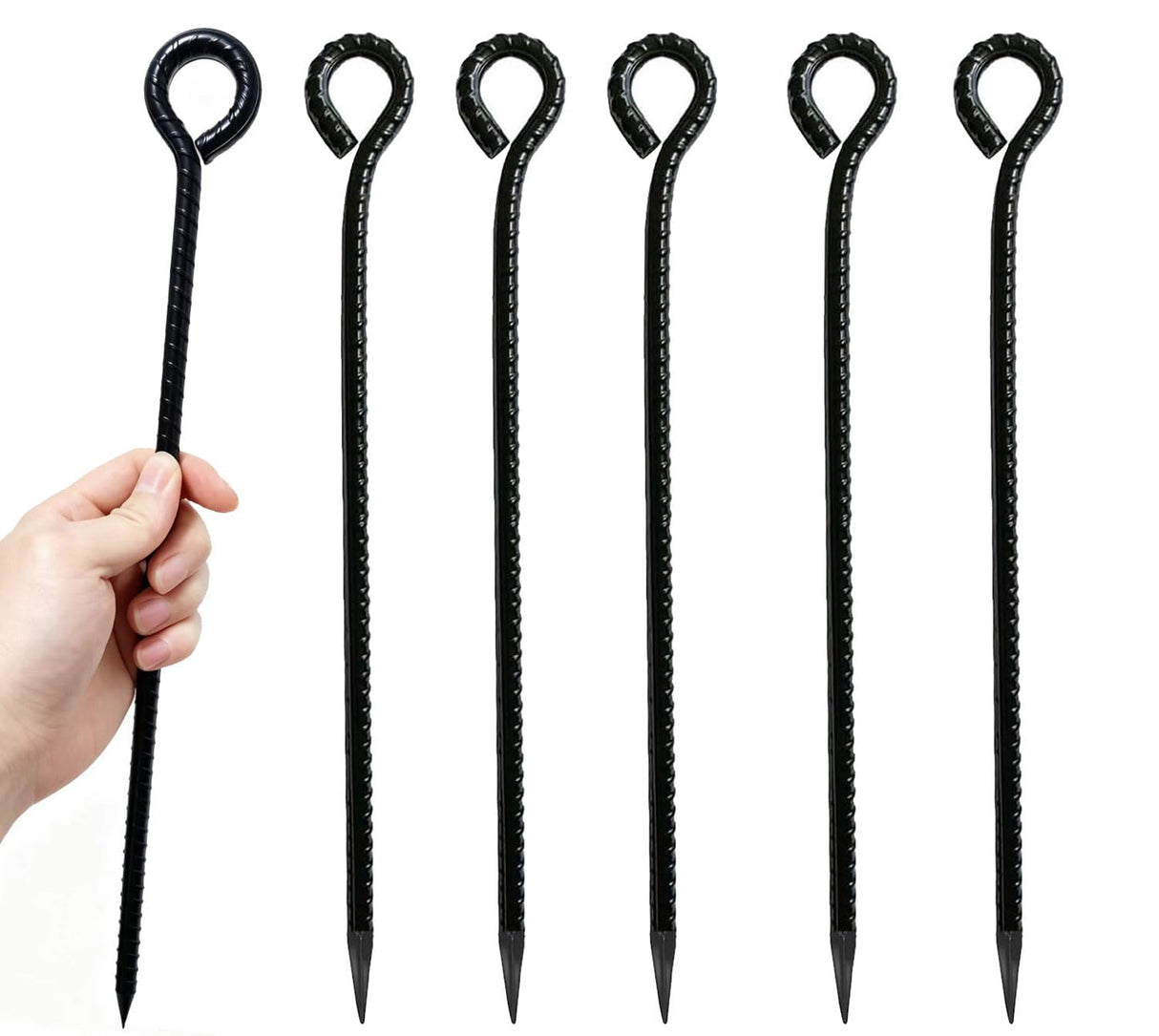 16 Inch Rebar Stakes,Metal Stake Ground,Ground Anchor,Heavy DutyTent Stakes,Baking Paint Metal Stakes,Tent Stakes,Ground Stakes ,0.5 Inch Diamete (6 Pack) , Outdoor Travel