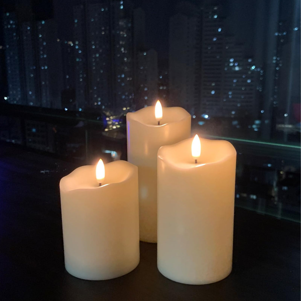 ANGELLOONG Flickering Flameless Candles, Realistic LED Candles with Remote and Timer, Set of 3 Battery Operated Candles for Room Fall Home Decor Wedding Christmas Decorations