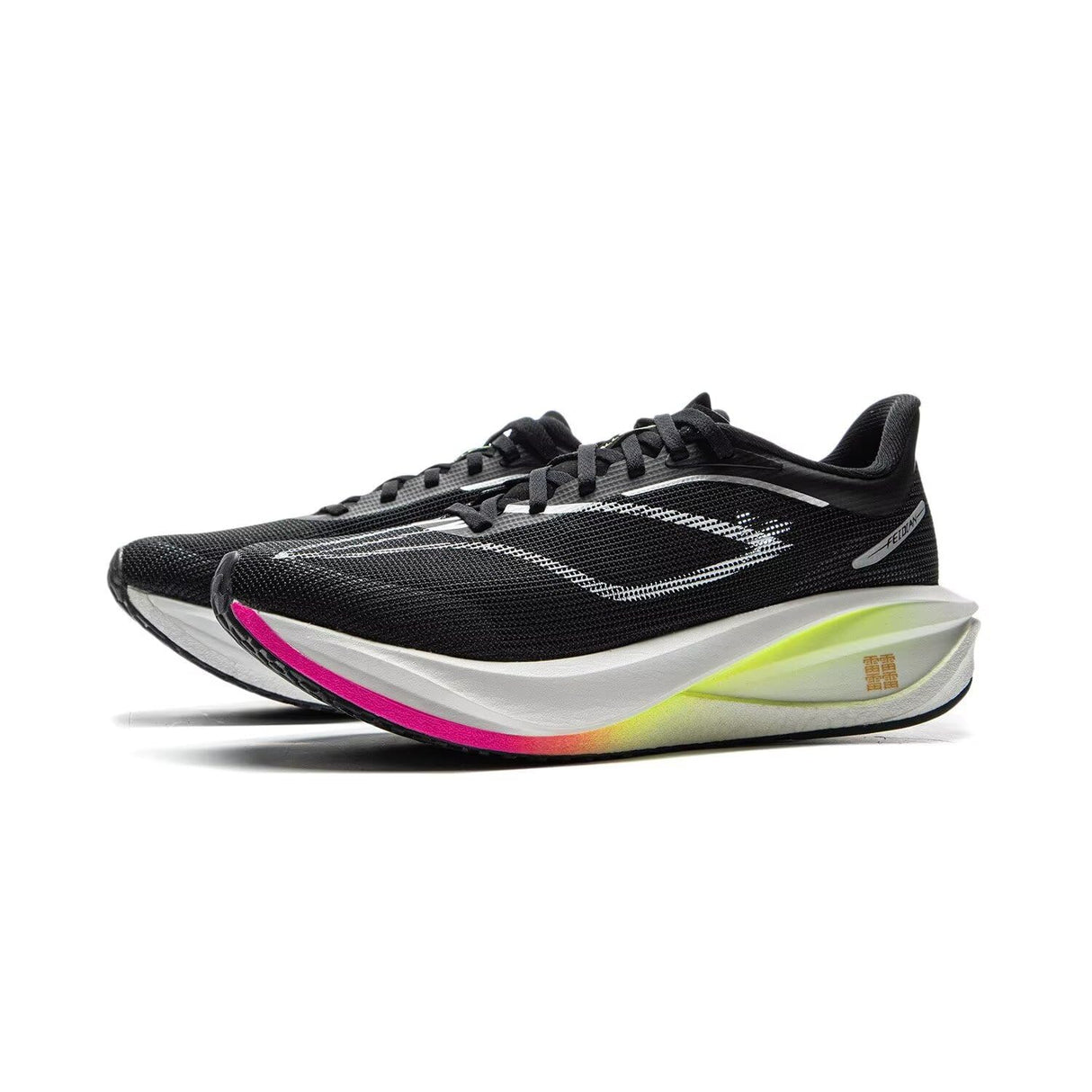 LI-NING FEIDIAN 5 Challenger Women's Running Shoes Boom Fiber Lightweight Breathable Non-Slip Racing Sneakers Black/Standard White US 6