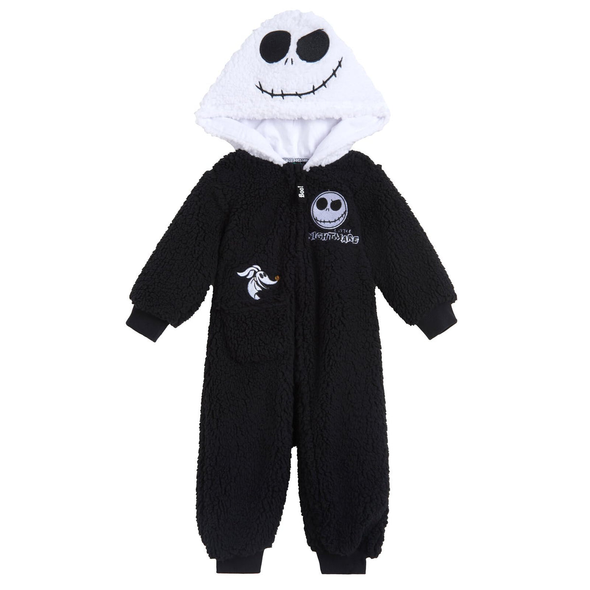 Disney Nightmare Before Christmas Jack Skellington Newborn Baby Boys Cozy Sherpa Zip Up Cosplay Coverall Black 3-6 Months