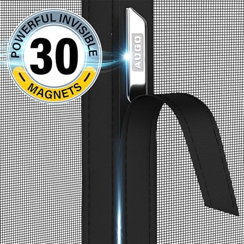 AUGO Garage Door Screen Magnetic Closure - Garage Screen Doors for 1 Car Garage Pull Down - Magnetic Screen Door Mesh - Heavy Duty Weighted Bottom - Pet & Kid Friendly - Keep Open Feature - 9' x 7'