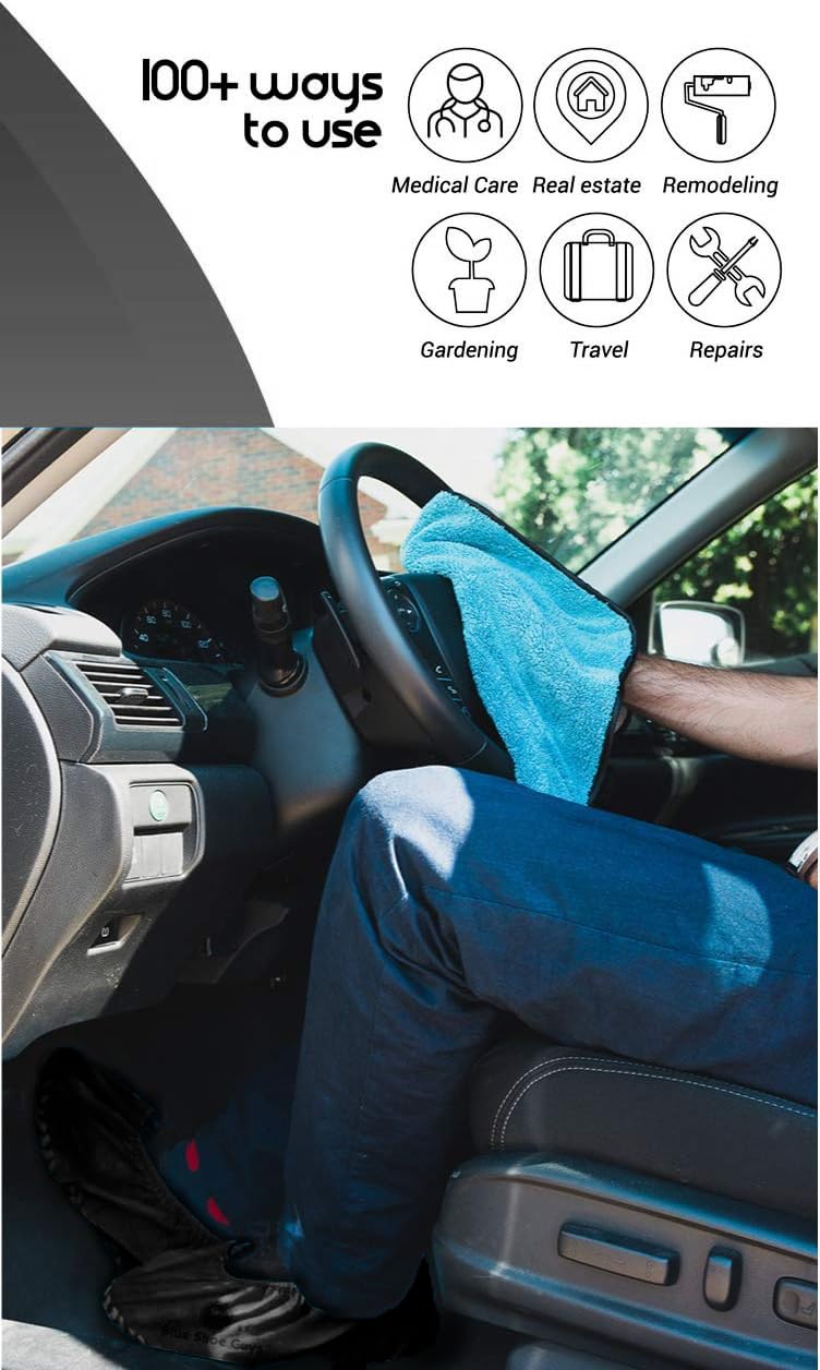 Premium Boot & Shoe Covers Disposable Booties - 200 Pack - Durable, Non-Slip, Non-Toxic, Water Resistant, Recyclable Protectors for Indoor & Outdoor - Large Size Fits Most Shoes