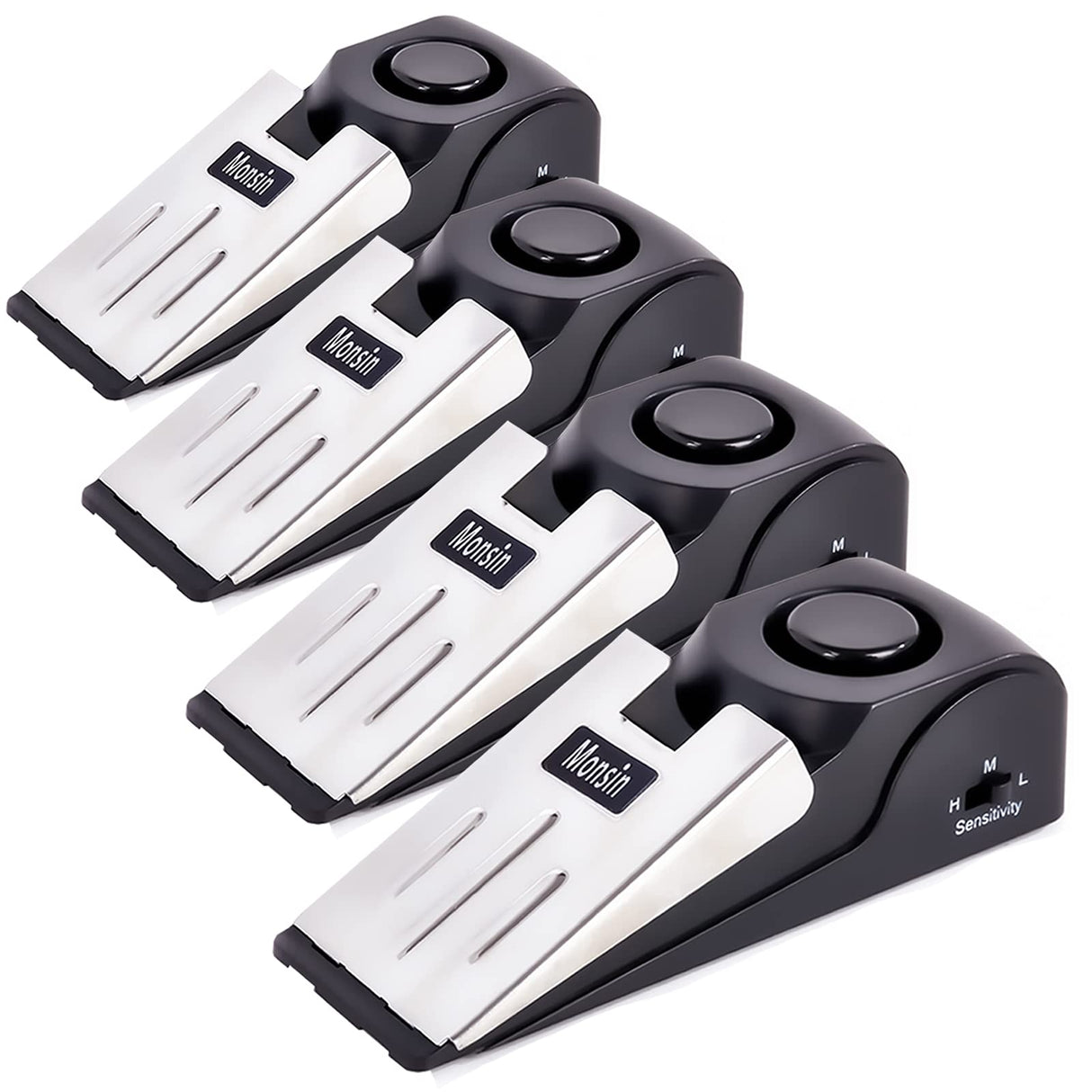 Door Stop Alarm, Door Stopper with 120DB Security Alarm, Floor Wedge Doorstop for Travel Apartment Home House (Pack of 4)