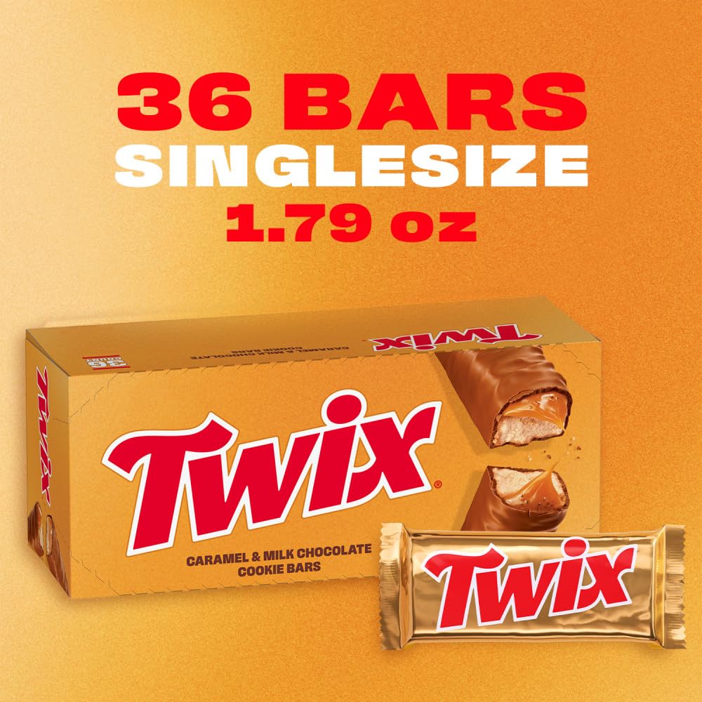 TWIX Full Size Milk Chocolate Caramel Cookie Candy Bars, Bulk, 36 ct