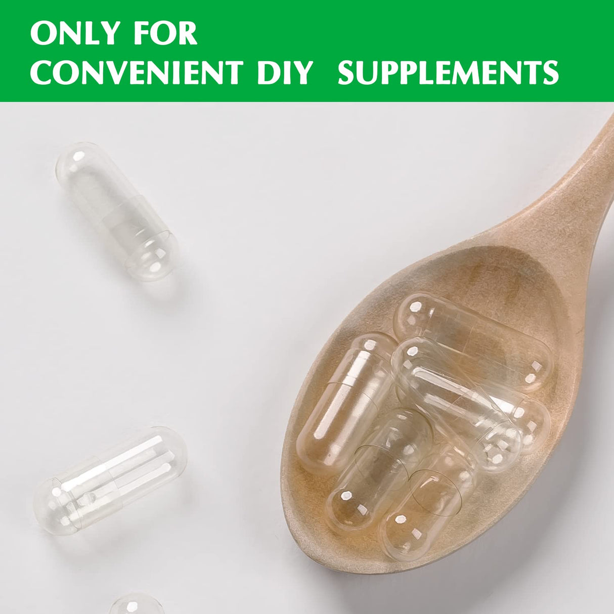 wananfu Size 00 Empty Capsules Vegetarian (1000 Count) Bundle with Micro Lab Spoon, Clear Fillable Veggie Pill Capsules 00 for Making Your Own Supplements