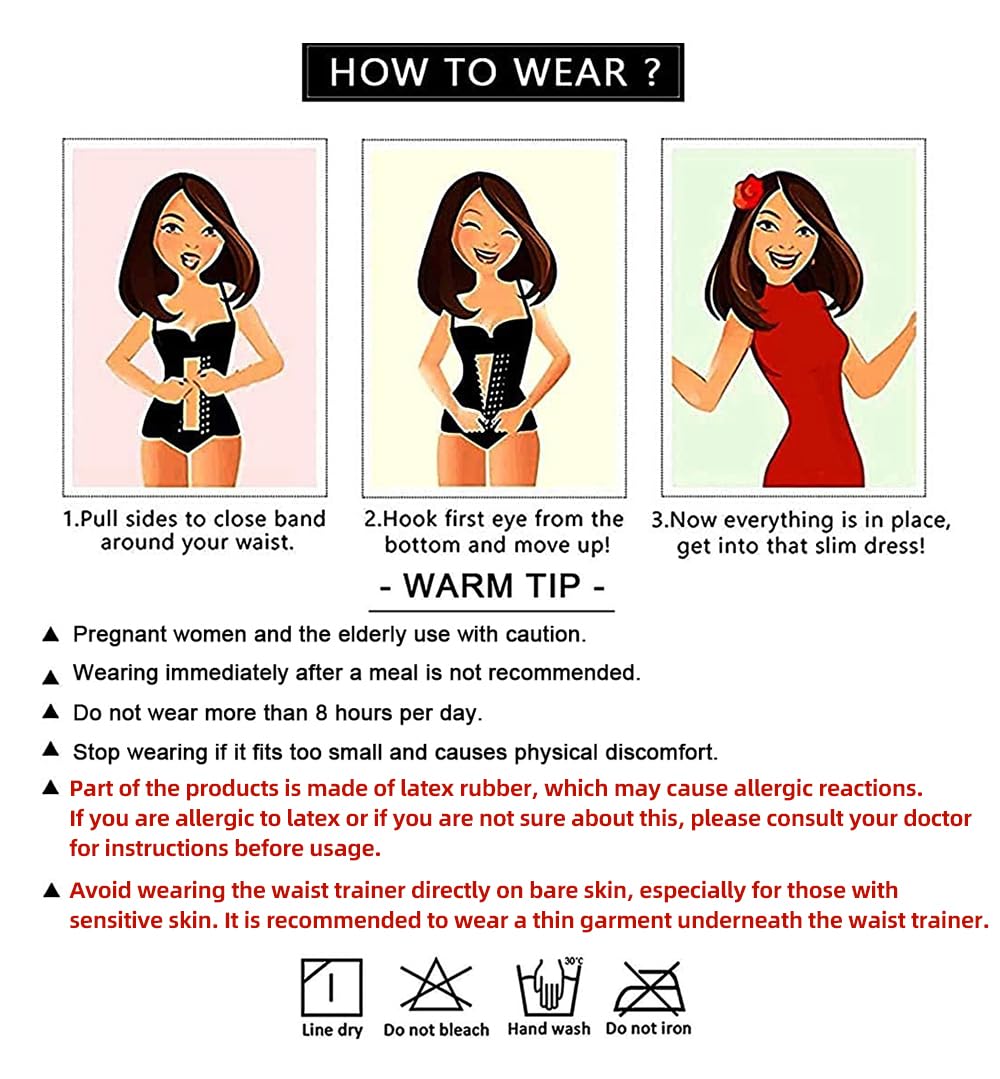 YIANNA Latex Waist Trainer for Women Tummy Control Zipper Underbust Waist Cincher Corset Hourglass Body Shaper Sport Girdle, YA2219-Black-M