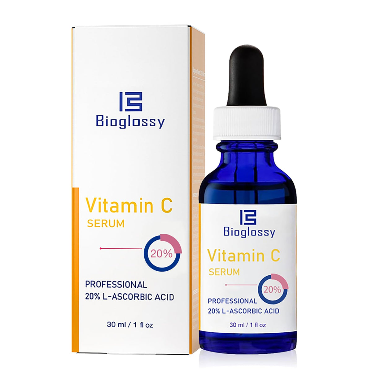 Bioglossy Vitamin C Serum 20%, Professional Vitamin C Face Serum Anti Aging Skin Care, Enhance Skin Radiance Reduce Fine Lines & Wrinkles for Women