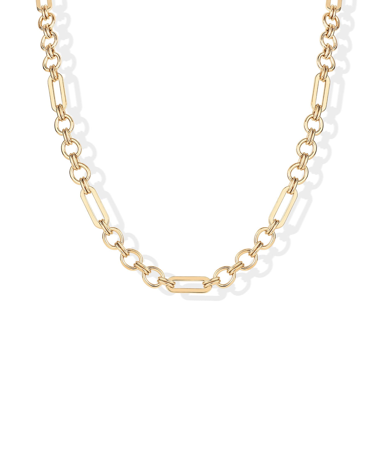PAVOI Paperclip Chain Necklace, 14K Gold Plated, Yellow Gold, 16" + 2", Y