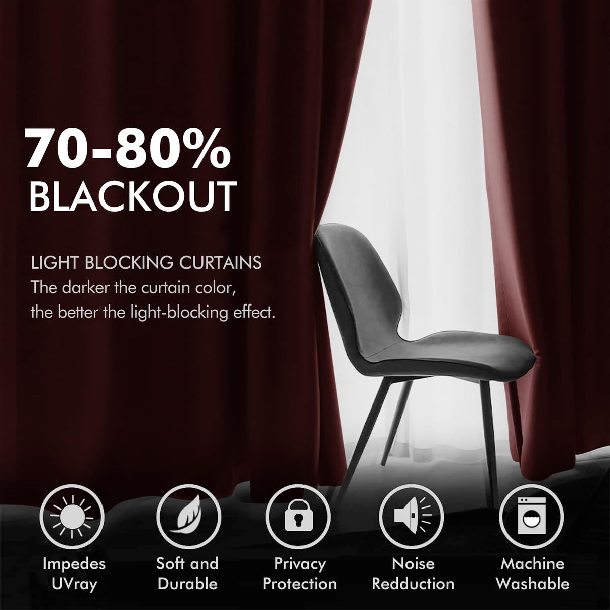 MIULEE Christmas Red Velvet Curtains Elegant Grommet Curtains Thermal Insulated Soundproof Room Darkening Curtains/Drapes for Classical Living Room Bedroom Theater Decor 52 x 84 Inch Set of 2