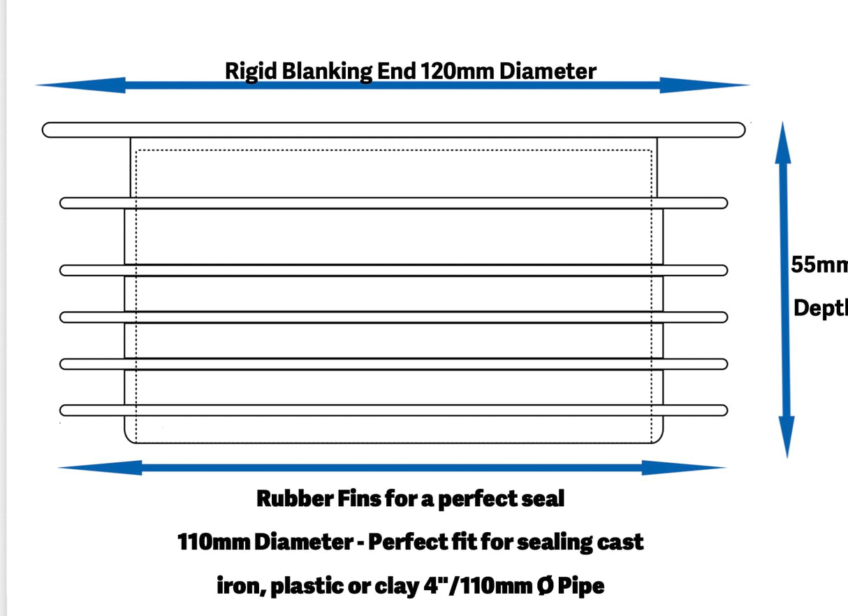 PUSH FIT BLANKING PLUG FOR 4" 110MM SOIL AND UNDERGROUND PIPE, HEAVY DUTY DESIGN