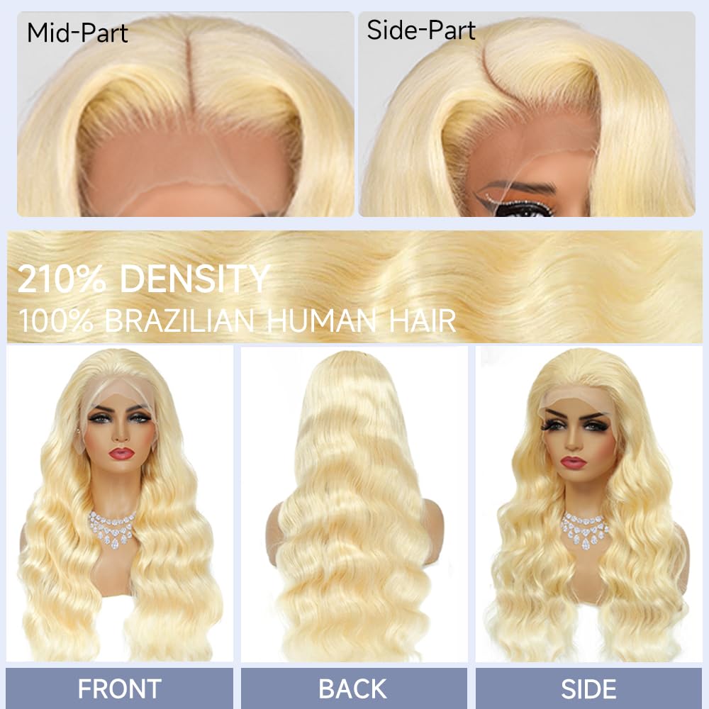 613 13x6 Lace Front Wig Human Hair 210 Density Blonde Wig Human Hair 30 Inch Body Wave Lace Front Wigs Human Hair Pre Plucked 613 HD Lace Frontal Wig Human Hair 613 Wig