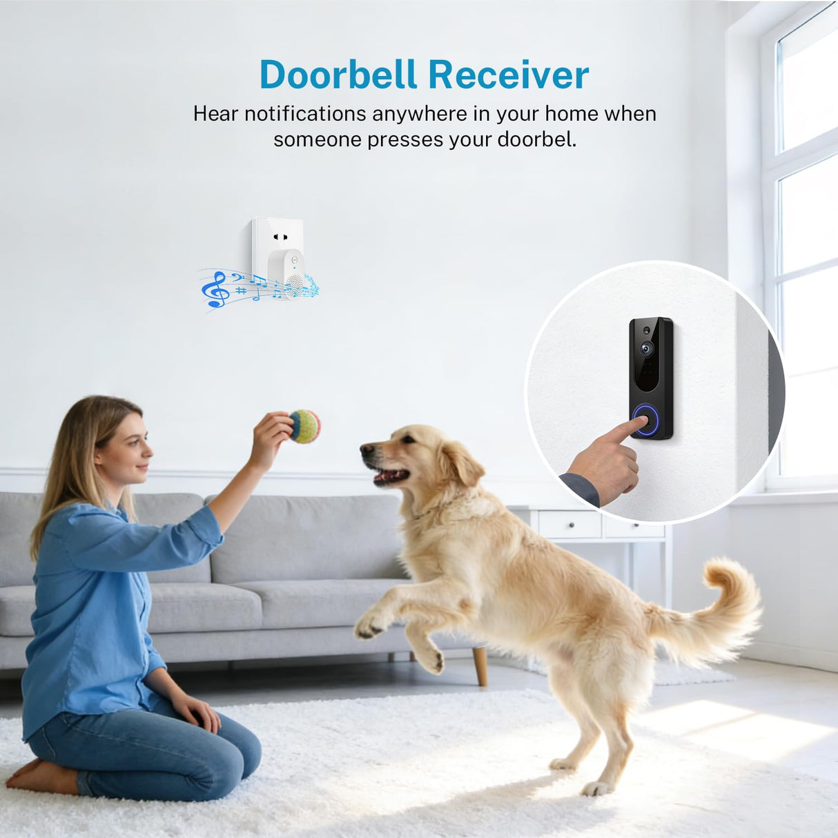 Cookedixo 1080P Wireless Video Doorbell Camera, Battery Powered Door Chime, Night Vision, 2-Way Audio, Smart AI Human Detection, Cloud Storage, Home Security Door Bell