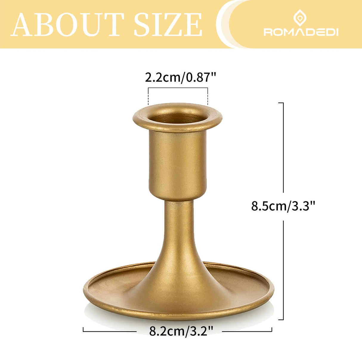 Candlestick Holders Taper Candle Holders, Romadedi Gold Candle Stick Candle Holder for Table Centerpiece, Wedding Reception, Festive Christmas Mantel Decoration or Home Decor, Set of 12