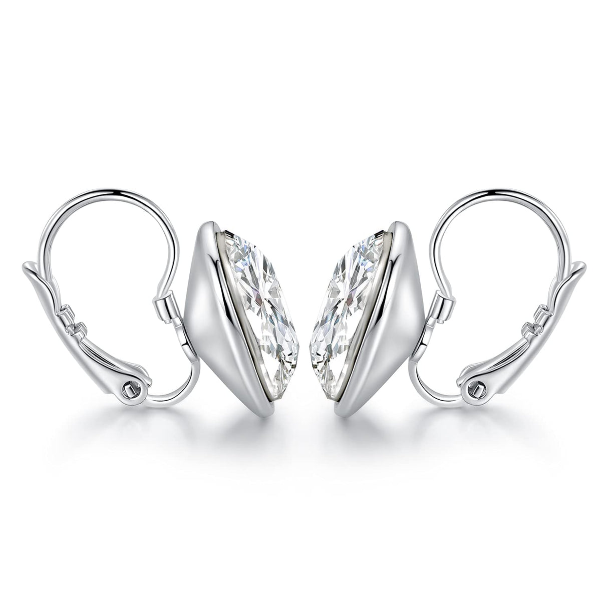 White Bella Drop Earrings Crystals 18K White Gold Plated Hypoallergenic Jewelry for Women