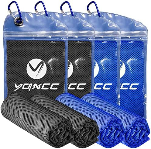 YQXCC 4 Pack Cooling Towel (47"x12") Ice Towel for Neck, Microfiber Cool, Soft Breathable Chilly for Yoga, Sports, Golf, Gym, Camping, Running, Fitness, Workout & More Activities