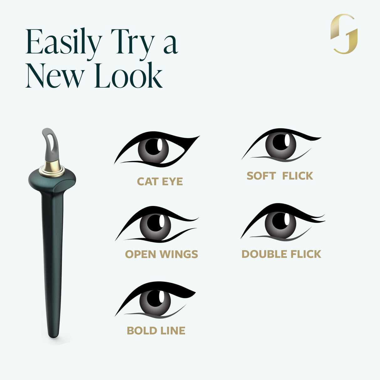 GUIDE Beauty Eyeliner Duo, GUIDE Wand & Line Luxe/Long-Wear Eyeliner Cream (Black), Multi-Purpose Make-Up Application Tool, Universal Design for Easy Eye & Lip Liner