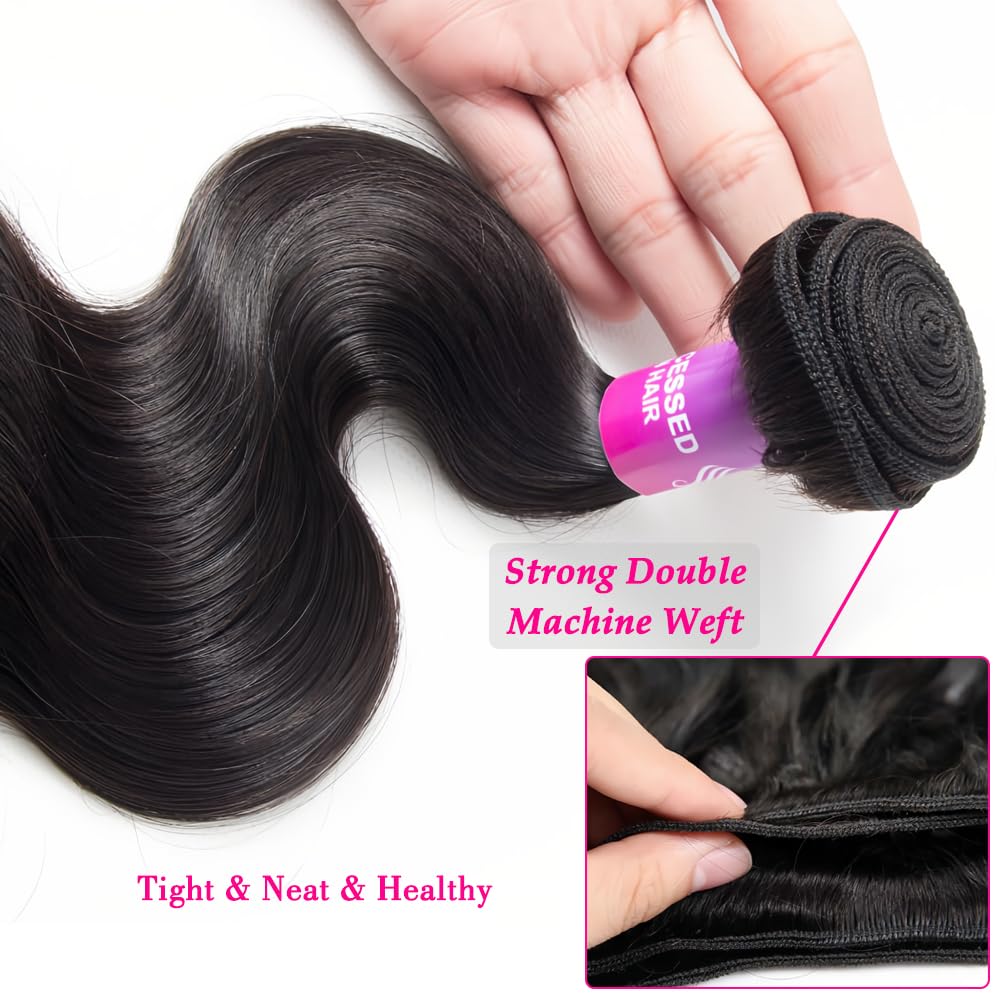 12A Human Hair Bundles 400g Body Wave Bundles Human Hair Extensions 12 14 16 18 Inch Brazilian Virgin Body Wave 4 Pieces Deals Unprocessed Brazilian Quick Weave Extensions Natural Black