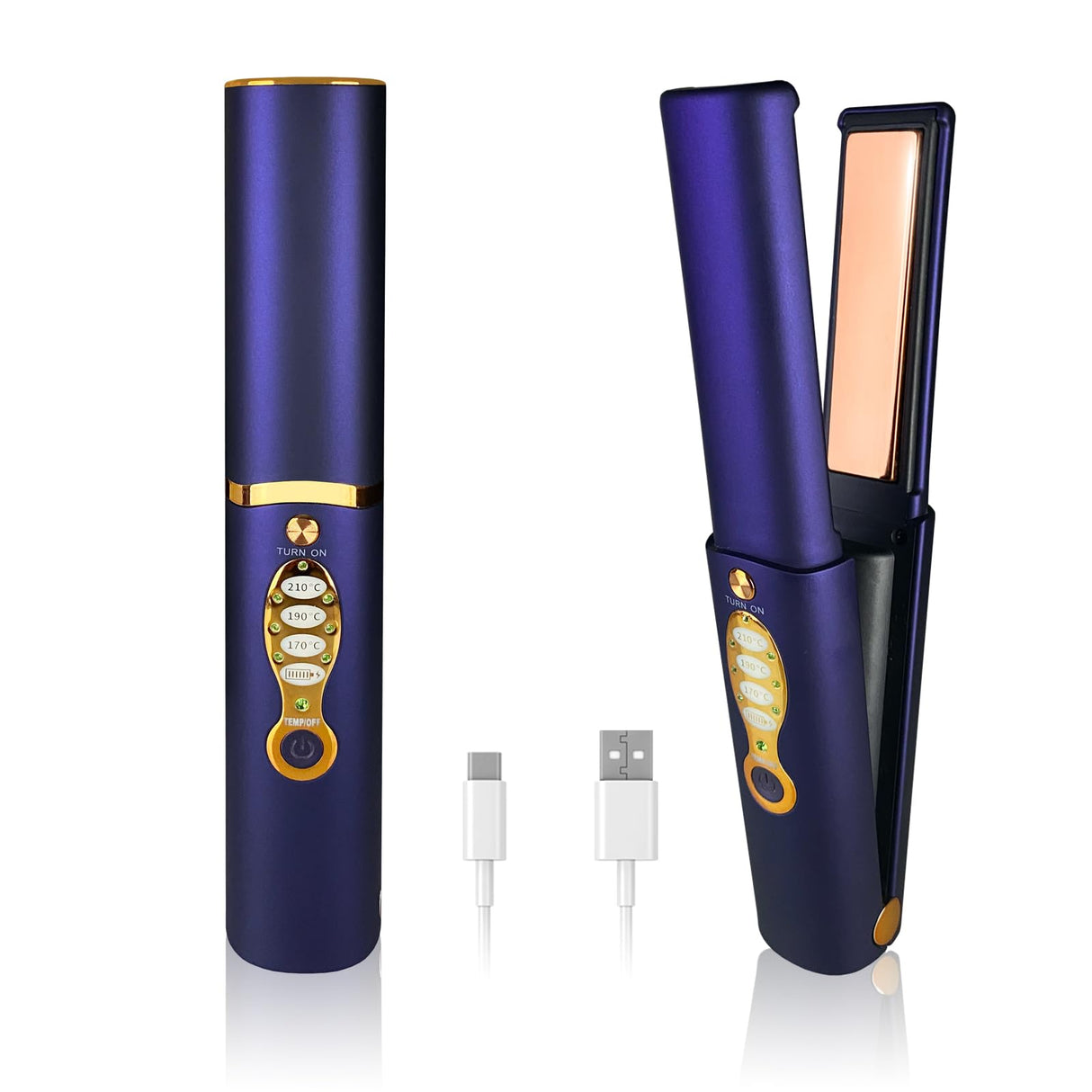 Cordless Hair Straighteners 5000 mAh Long Range Titanium Portable Flat Iron Wireless Mini Hair Straightener 2 in 1 for Straightening and Curling Travel Straightener max. 210℃/410℉ Heats Up in Seconds