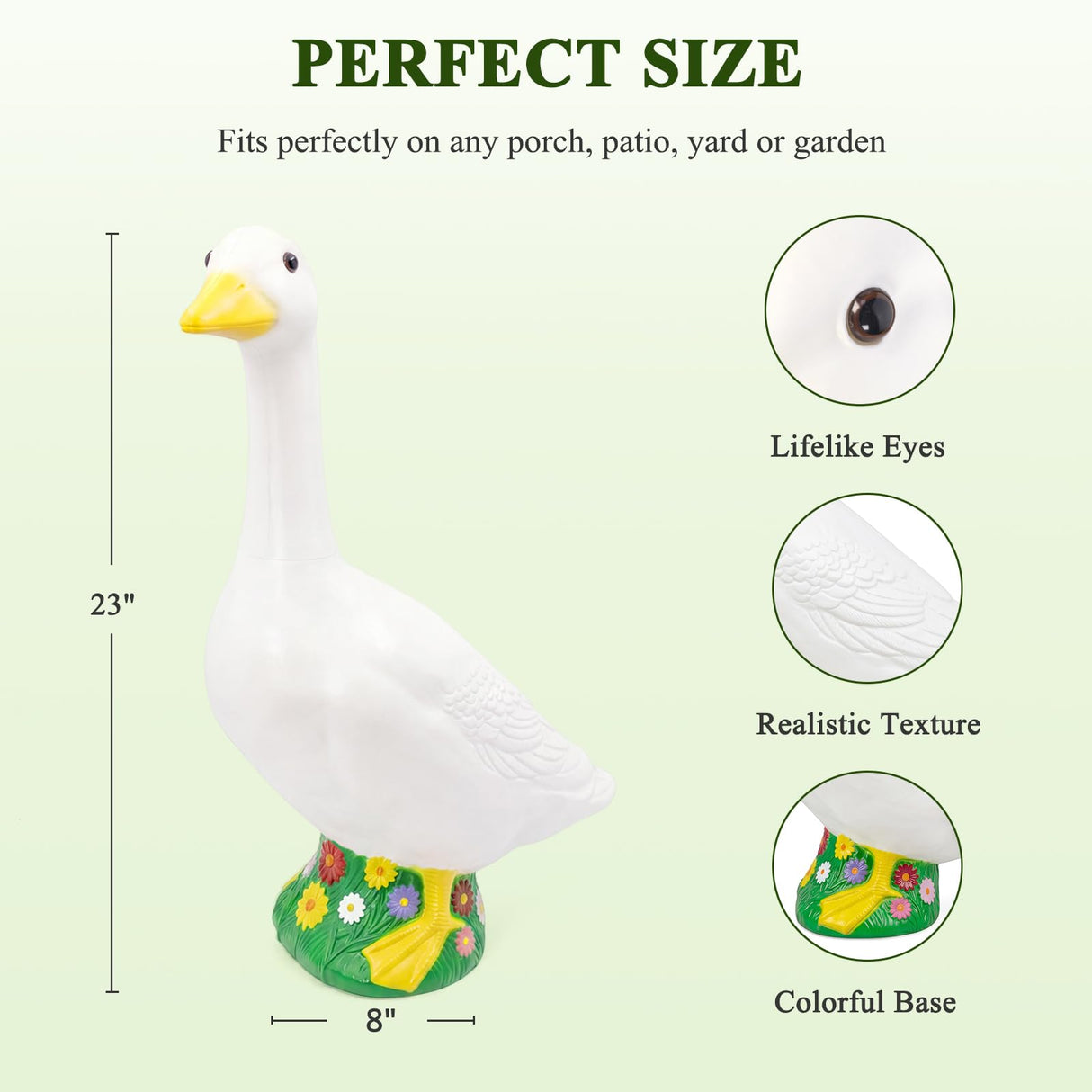 Hofriyo 23 Inch Large Porch Goose Statue - PE Plastic Outdoor Goose Decor for Lawn, Yard, & Garden Decoration, Unique Housewarming Birthday Graduation Gifts for Women Mom Grandma