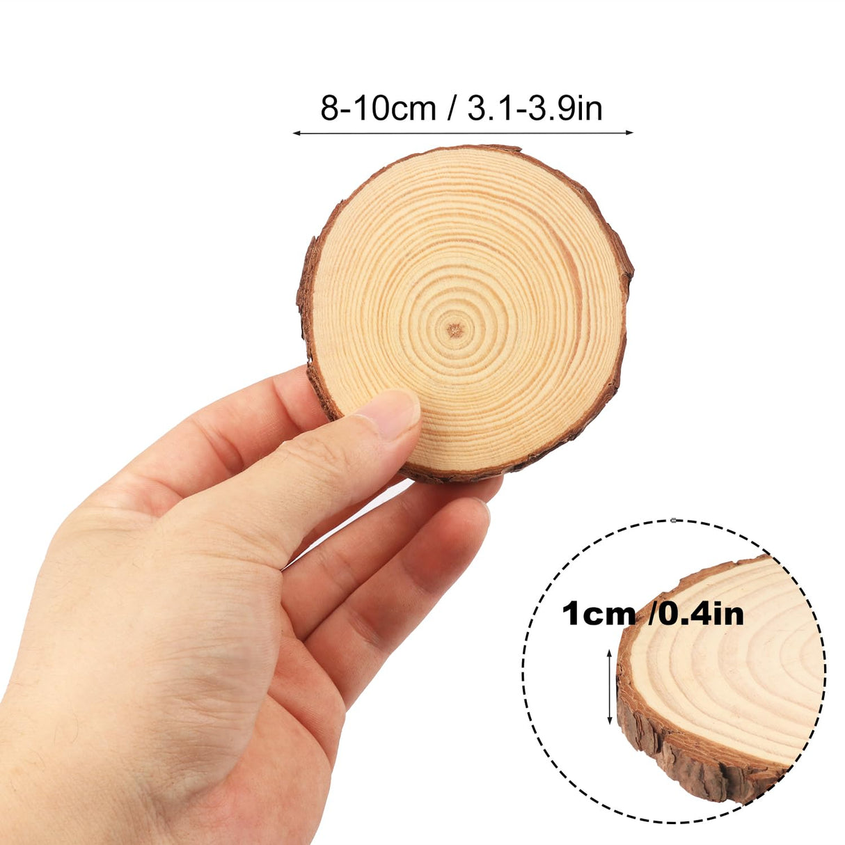 70 PCS 3-4 Inch Natural Wood Slices, Unfinished Pine Wood Circles with Barks for Coasters, DIY Crafts, Christmas Rustic Wedding Ornaments and Centerpieces,by GNIEMCKIN.