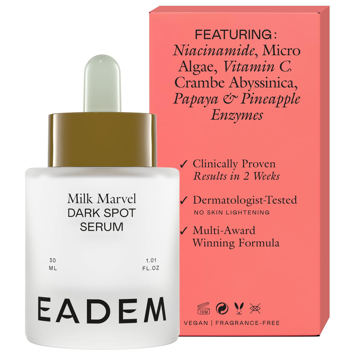 EADEM Milk Marvel Dark Spot Serum, Vitamin C Face Serum Infused with Niacinamide, Dark Spot Remover for Face & Body, Dark Spot Corrector for Skin Care, 1 oz
