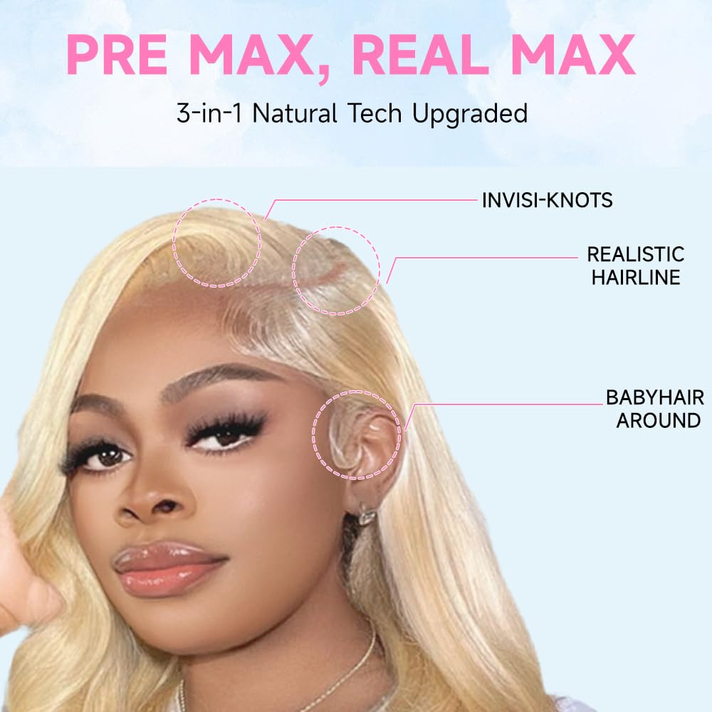 JINNOO 30 Inch 613 13x6 Lace Front Wig Human Hair 200 Density Blonde Wig Human Hair 613 HD Lace Frontal Wig Body Wave Lace Front Wigs Human Hair Pre Plucked Glueless Blonde Human Hair Wigs