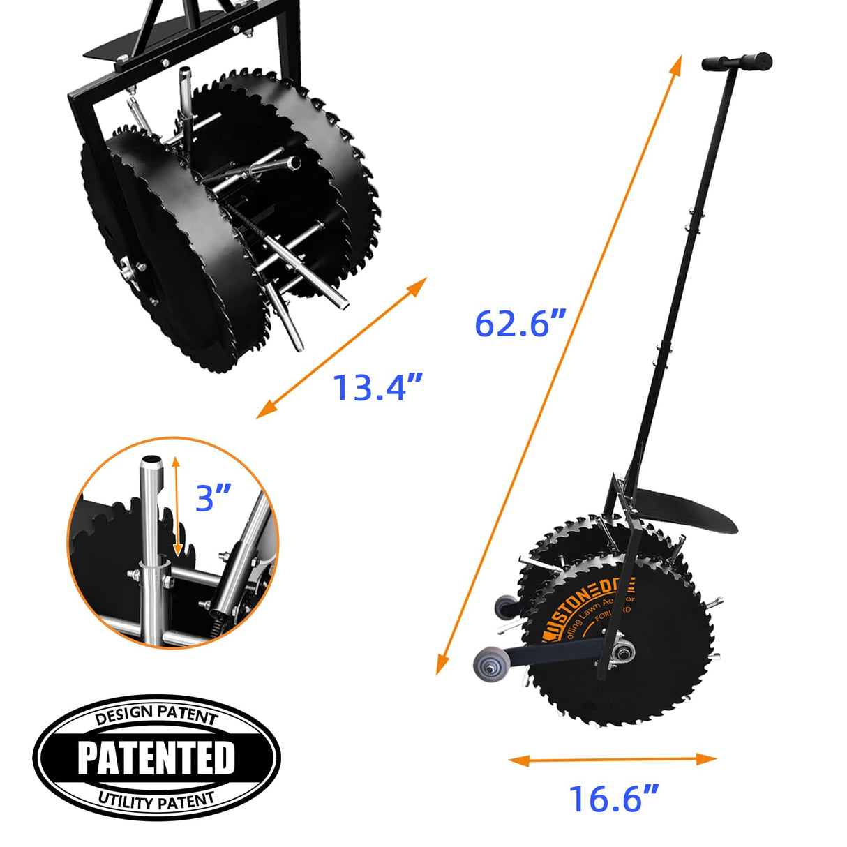 Patented Rolling Lawn Aerator Compacted Soil Loosening Manual Coring Tool