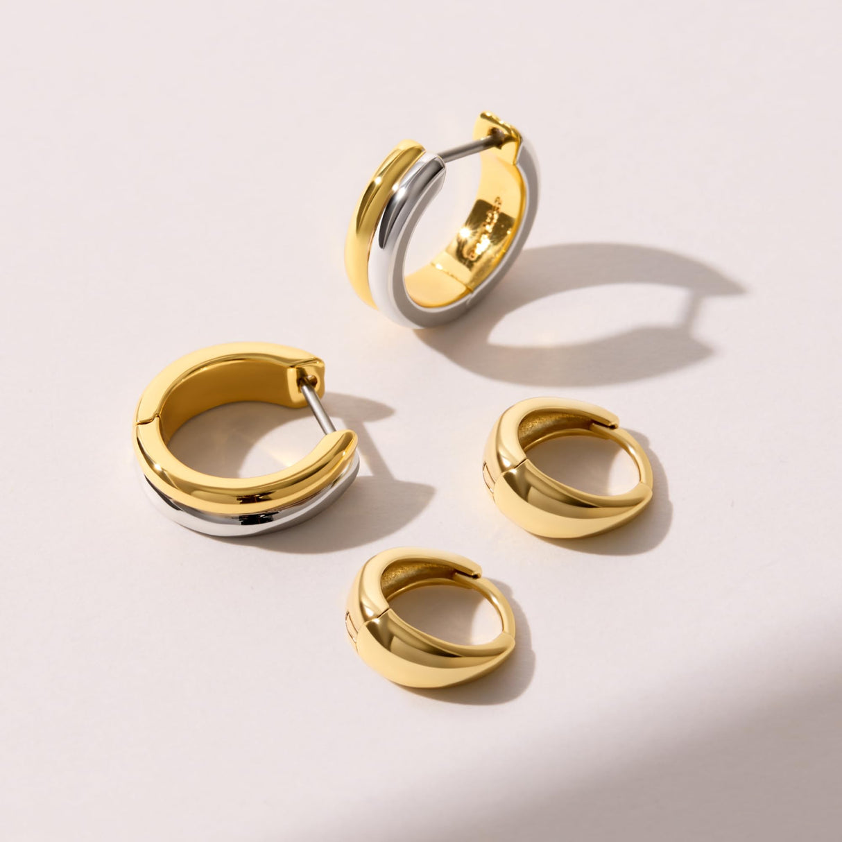 Ana Luisa Asher Huggie Hoop Earrings for Women - Silver & Gold Mixed Metal