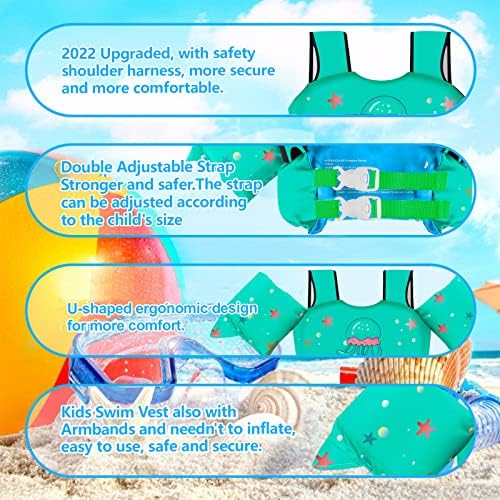 Chriffer Kids Swim Vest Life Jacket for 22-66 Pounds Boys and Girls, Toddler Floaties with Shoulder Harness Arm Wings for 2,3,4,5,6,7 Years Old Baby